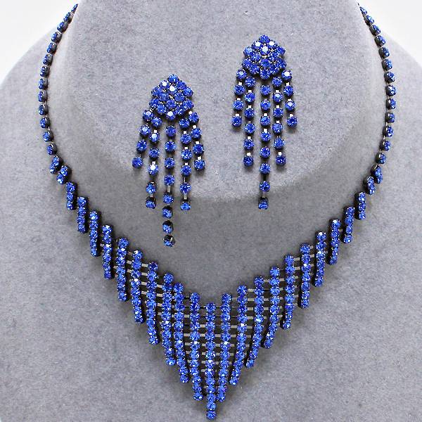 Wedding Statement Chunky Black Sparkling Crystal Bridesmaid Bridal Necklace Set eBay