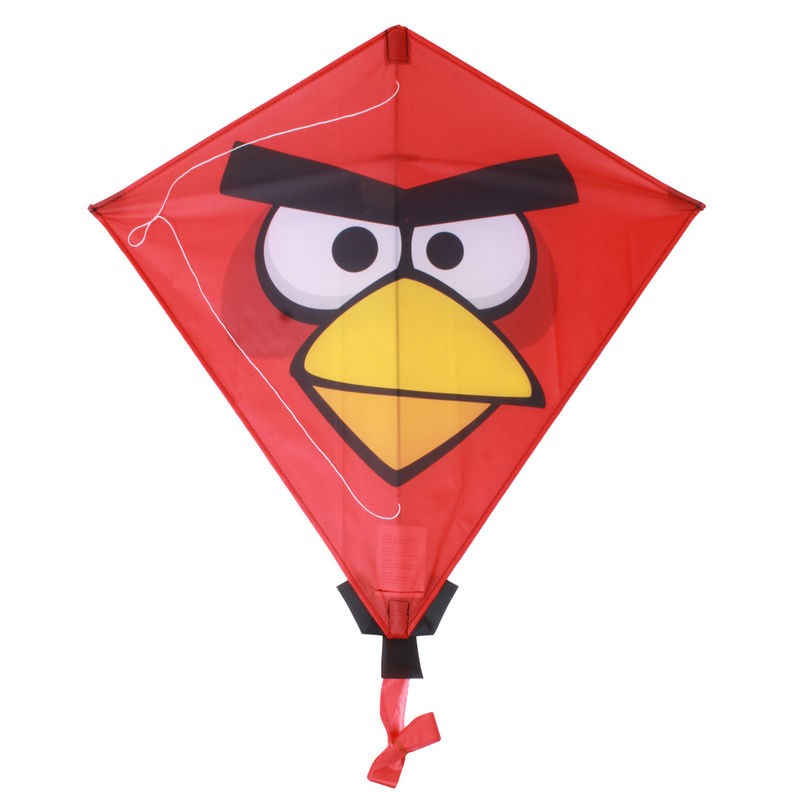 new 23" angry birds nylon sky diamond kite w/tail - ready to fly
