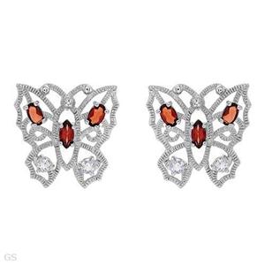 Lovely 2.34ctw Genuine Garnet, Topaz Butterfly Earrings