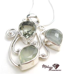 Gorgeous Hand Crafted Amethyst & Prehnite Necklace NEW