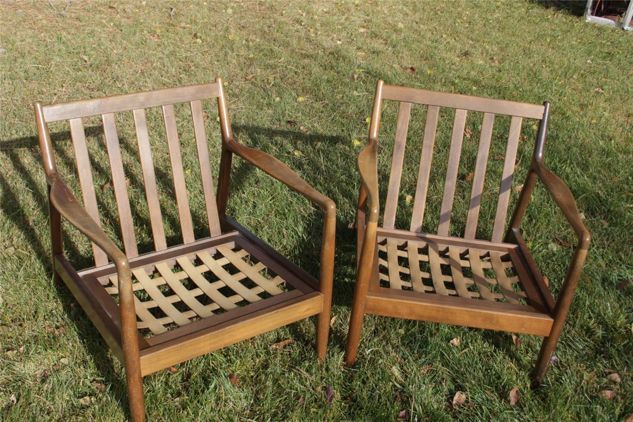 Pair Mid Century Imported Original Dux Denmark Teak Lounge Chairs eBay