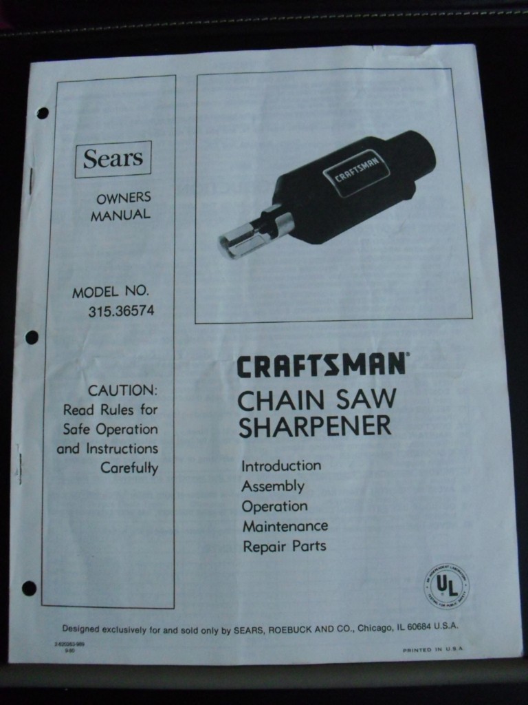 SEARS CRAFTSMAN CHAIN SAW SHARPENER MODEL 315.36574 eBay