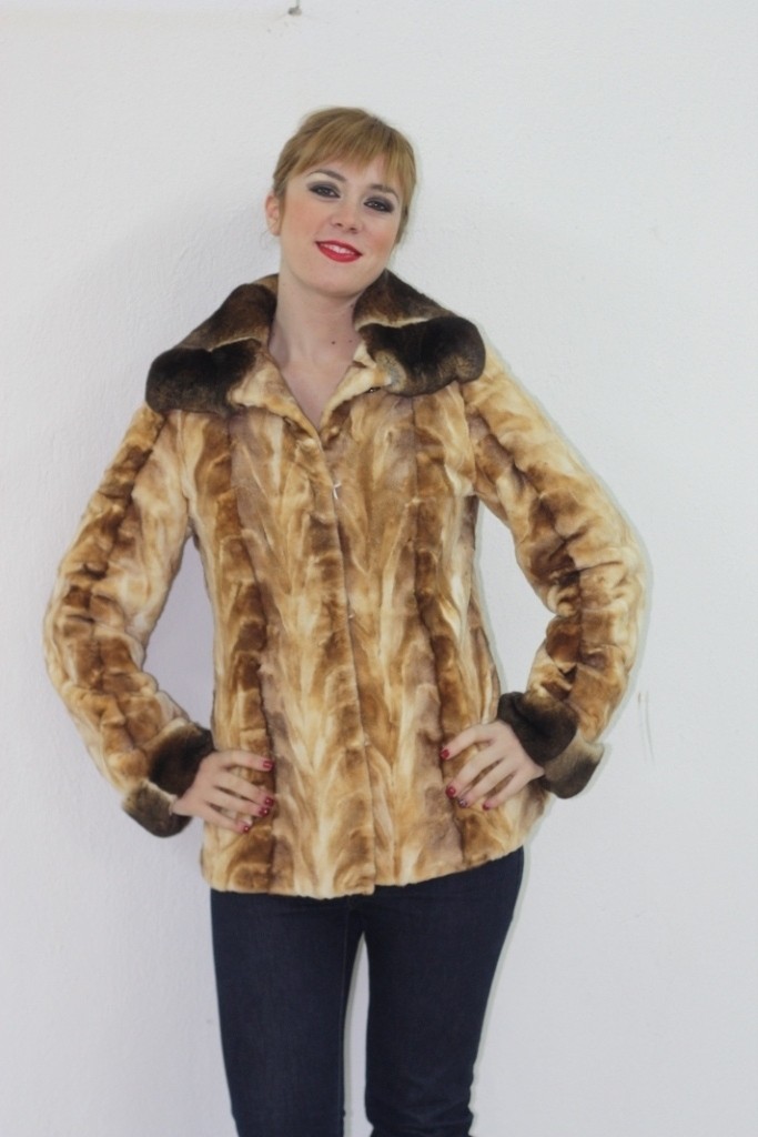 brown sheared mink fur jacket