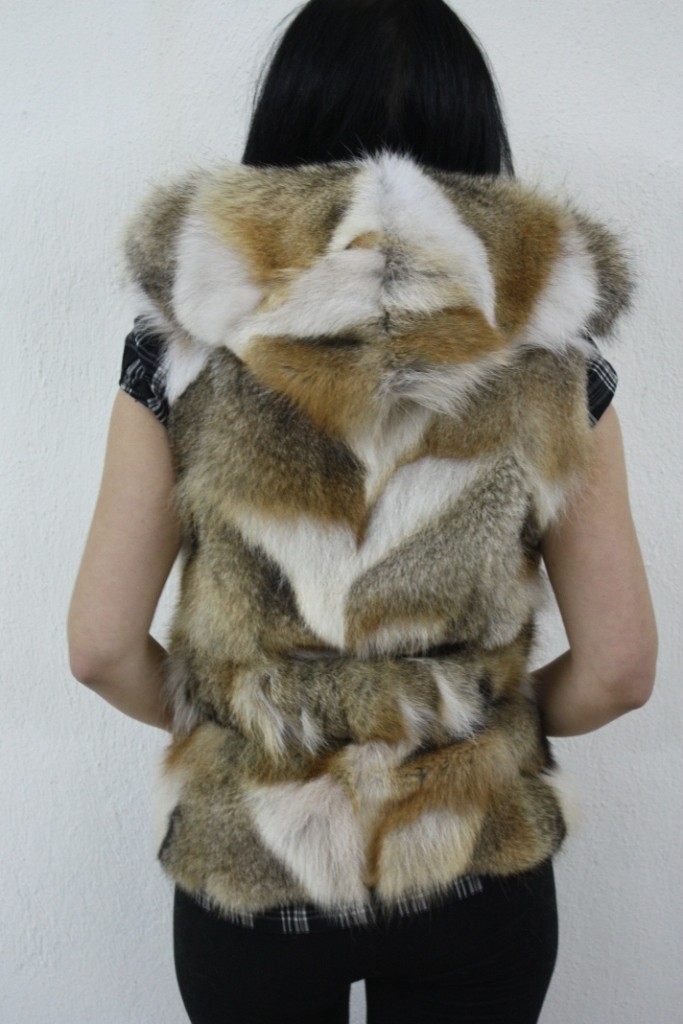 fur vest hooded
