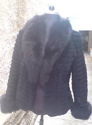 black sheared beaver fur jacket fox collar and fox cuffs