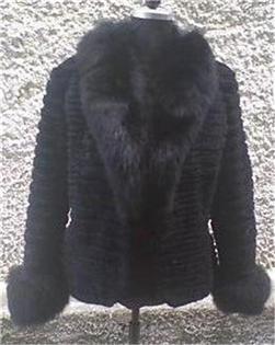 black beaver fur jacket fox collar and fox cuffs