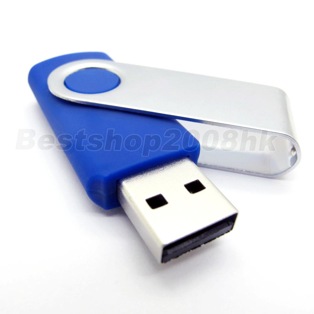 Full Capacity Flash Drive Memory Storage USB 2.0 Swivel design Blue