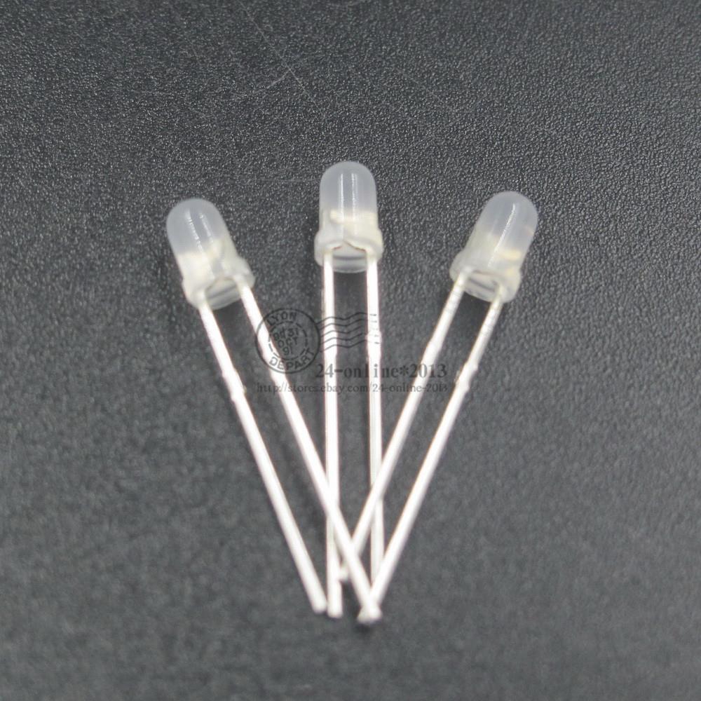 100pcs 3mm diffused White color lens round top edge LED Light emitting