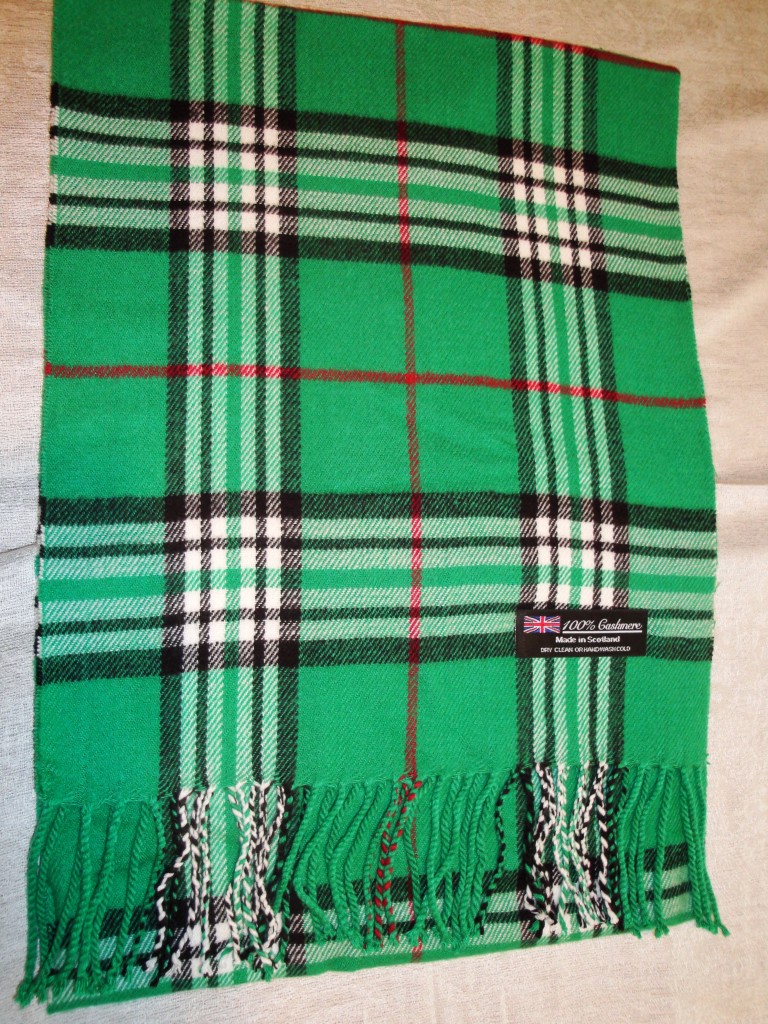 green and red tartan scarf