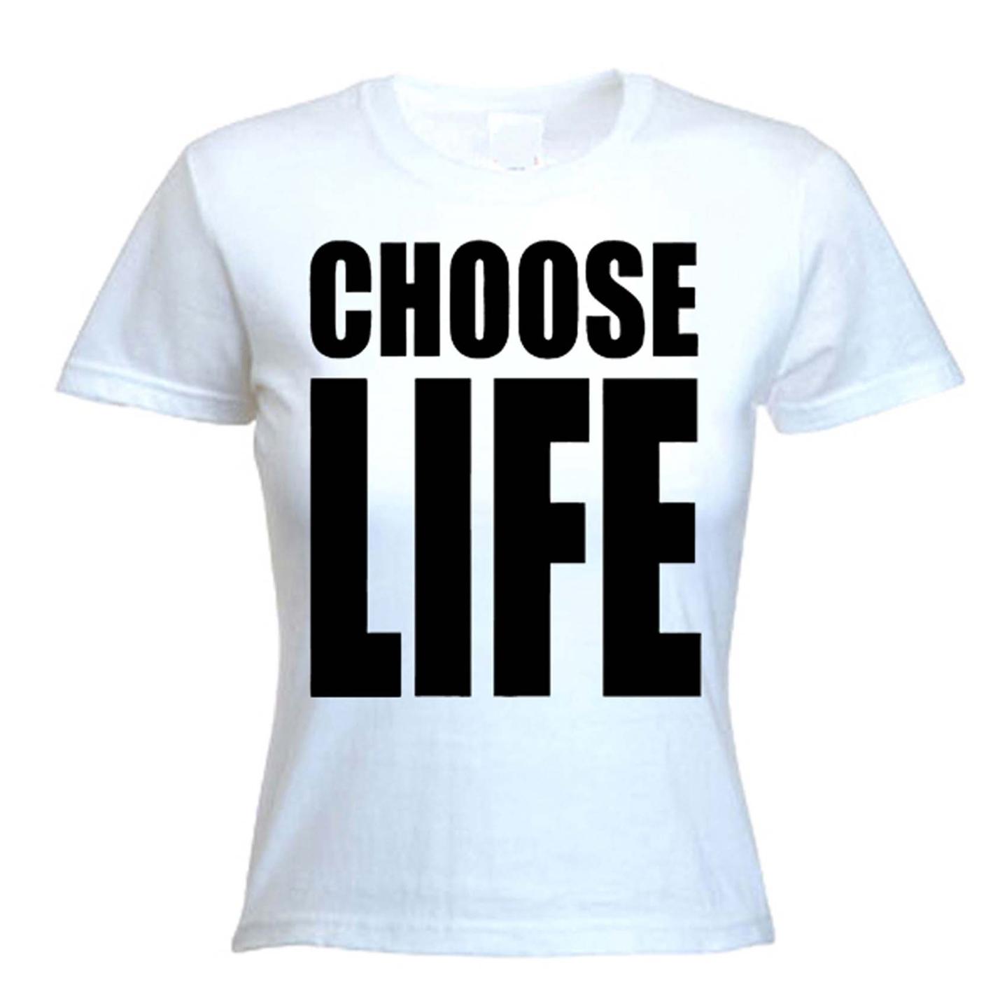 CHOOSE LIFE WOMEN'S T-SHIRT - Wham George Michael 80s 1980s Fancy Dress -S to XL
