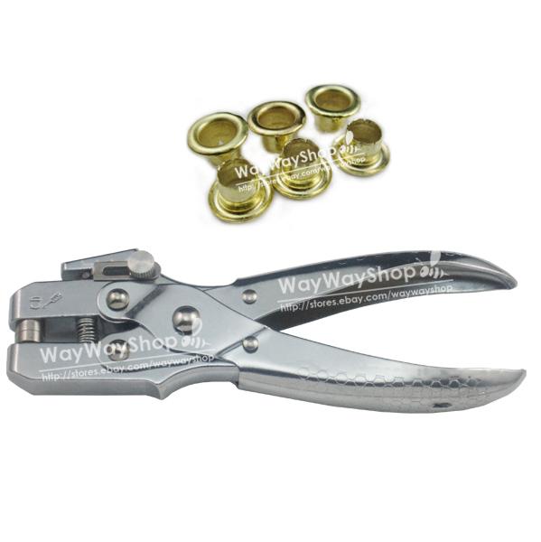 Grommet Eyelet 4mm 3/16" Setting Pliers Metal Heavy Silver with 100