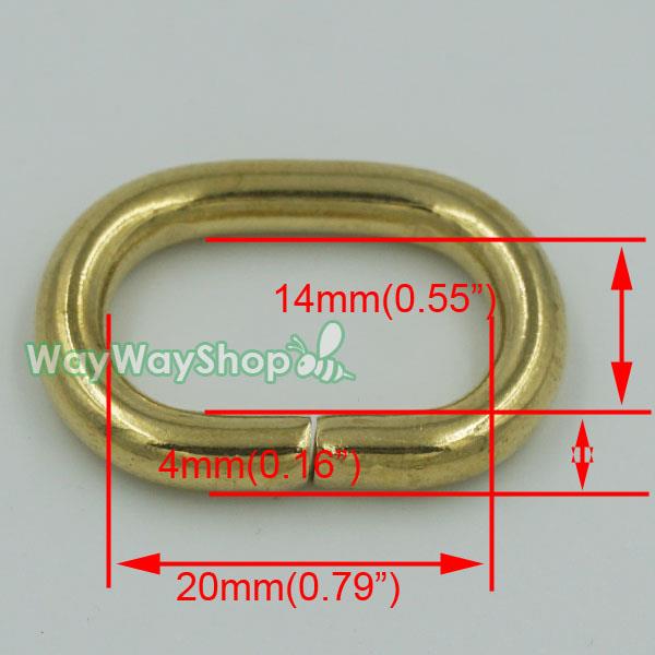 Solid Brass Loop Oval Ring Rings Leather 4 Purse Bag Handbag Straps 5/8
