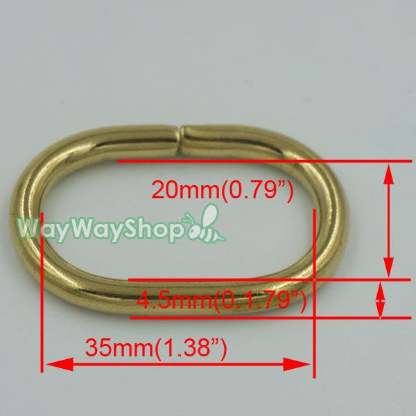 Solid Brass Loop Oval Ring Rings Leather 4 Purse Bag Handbag Straps 5/8