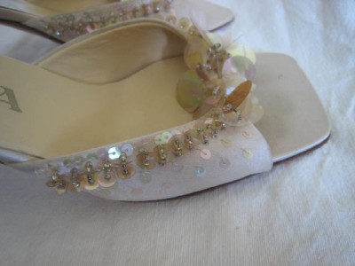 Embellished Bridal Shoes on Pink Satin Beaded Embellished Wedding Dress Shoe 5 5  35 5   Ebay