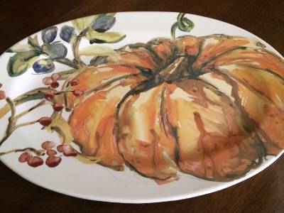 NEW POTTERY BARN WATERCOLOR PUMPKIN SERVING PLATTER~THANKSGIVING~FALL