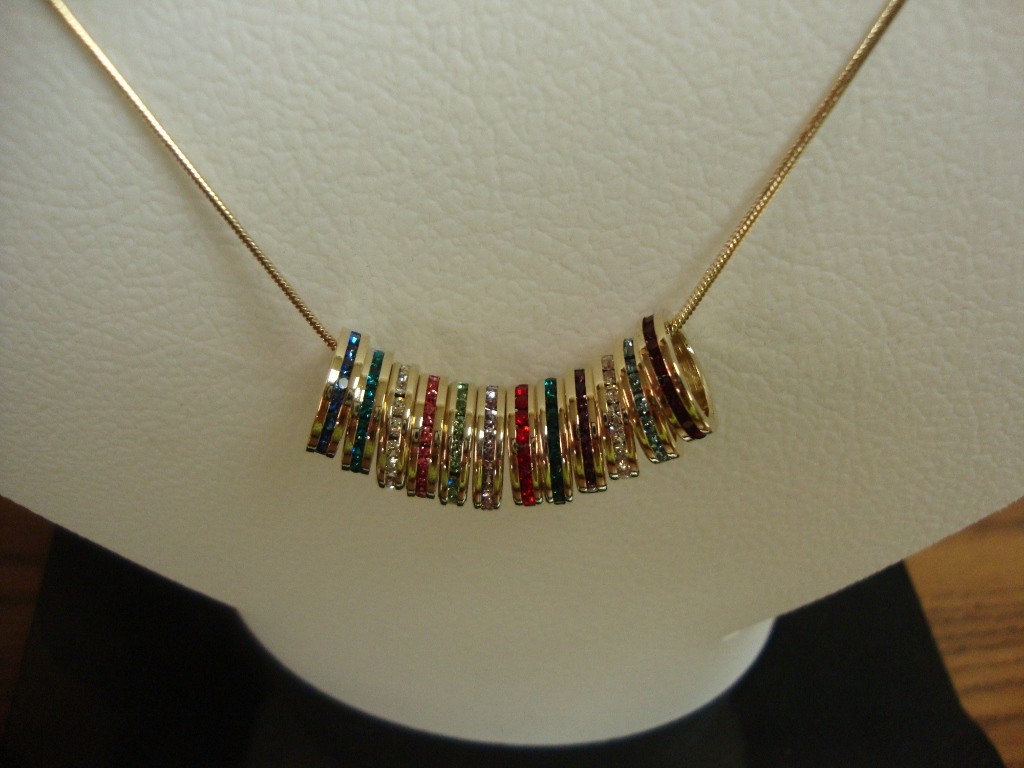 Birthstone Eternity Ring Pendant Mothers Ring Pendant Gold eBay