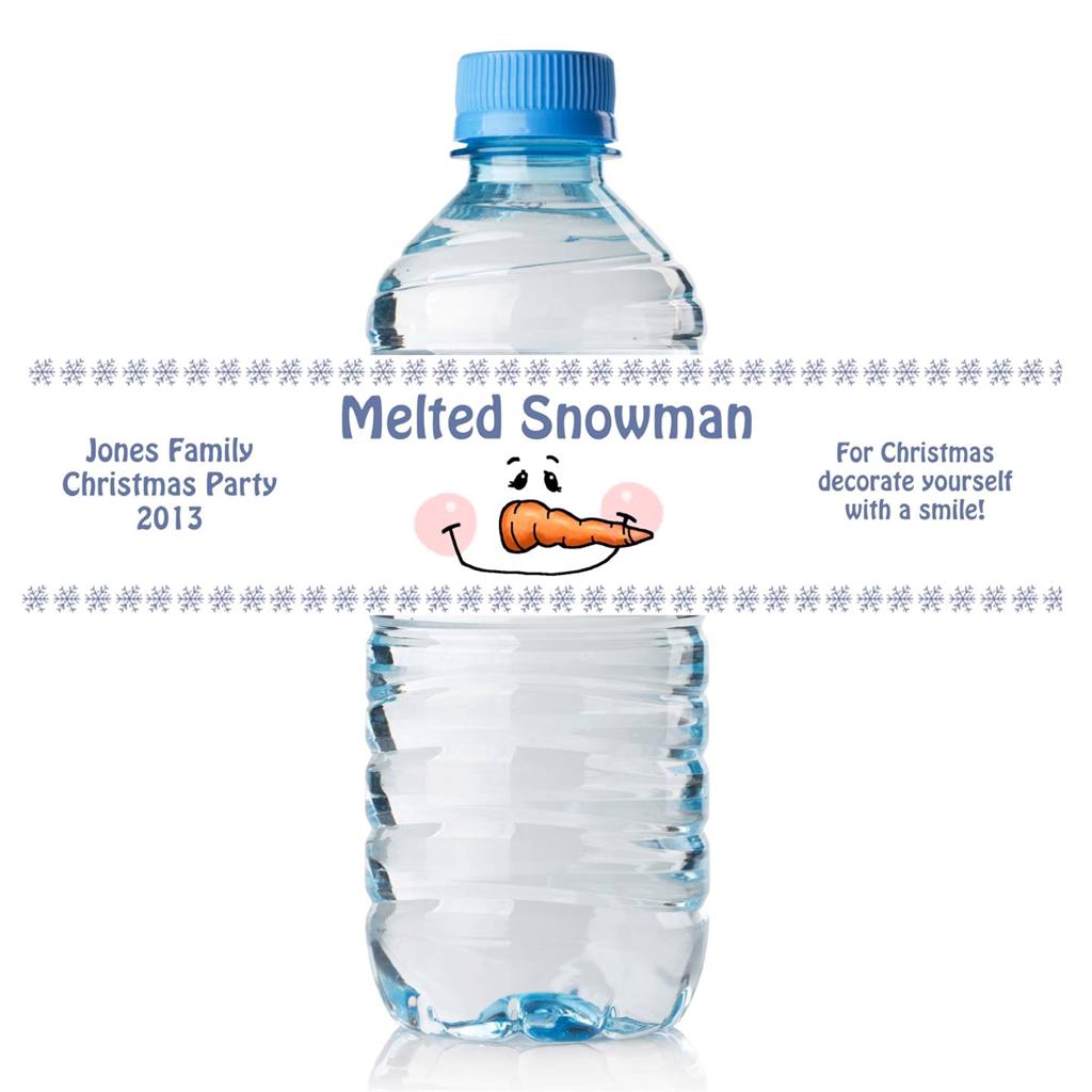 Melted Snowman Water Bottle Labels Free Printable
