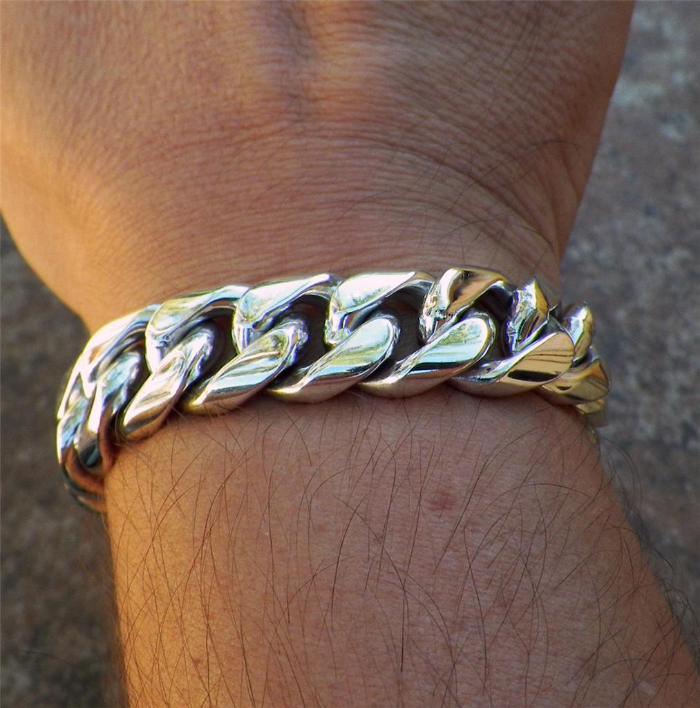 Details about Heavy Sterling Silver Curb Cuban Link Men's Bracelet 9 ... Details about Heavy Sterling Silver Curb Cuban Link Men's Bracelet 9 ...