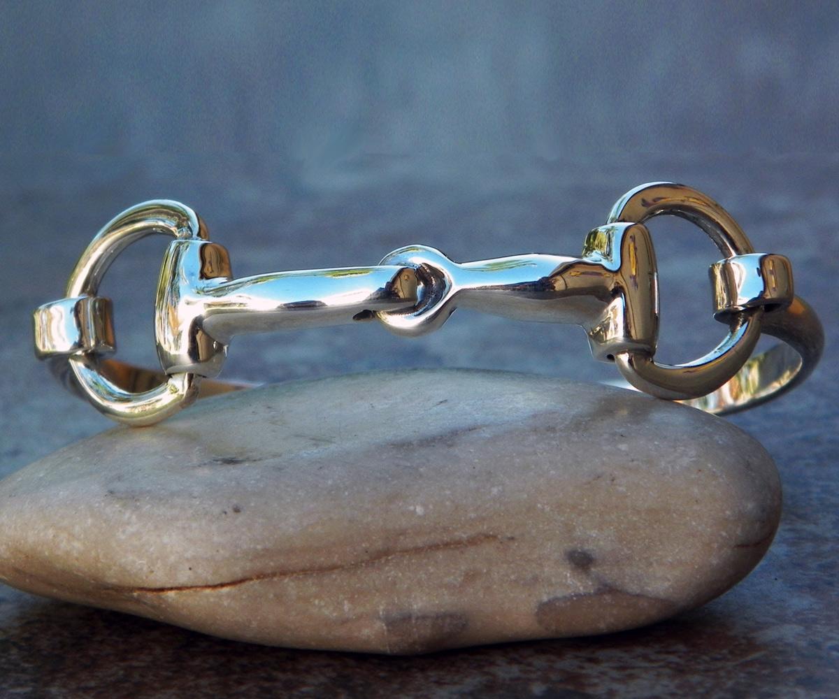 Classy Equine Sterling Silver Horse Snaffle Bit Bangle Bracelet English
