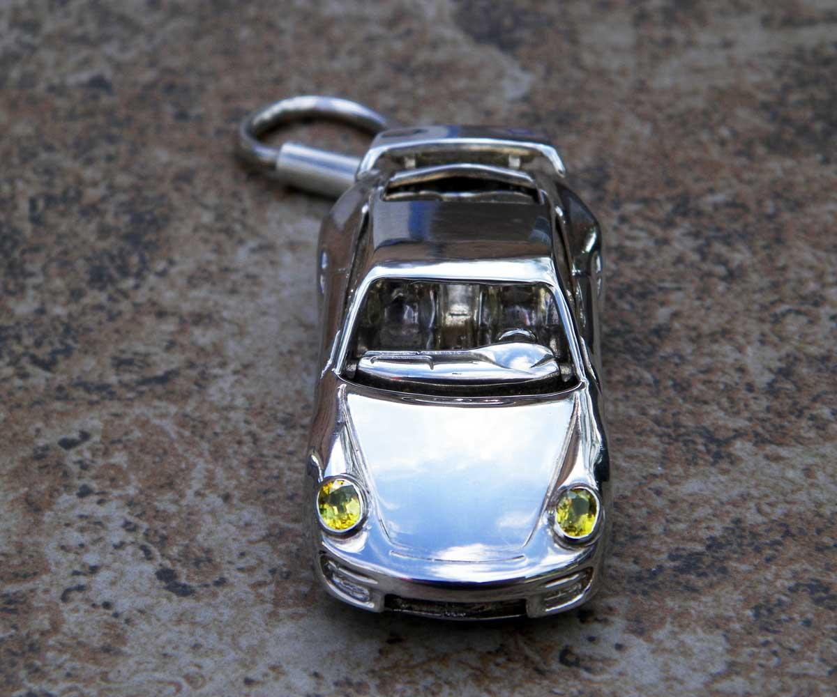 Hand Made Argentium Sterling Silver Porsche 911 GT2 High End Keychain Key Ring eBay