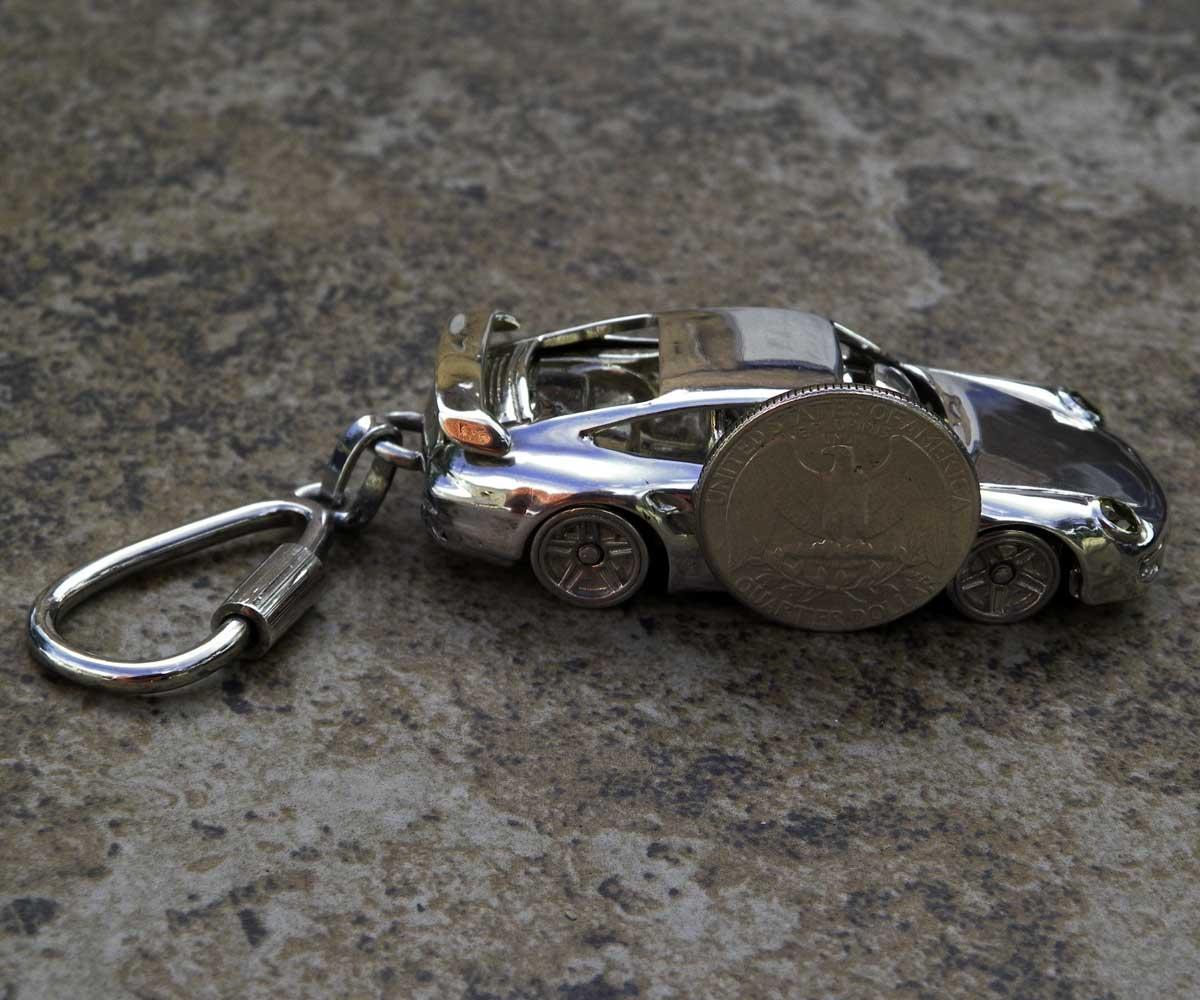 Hand Made Argentium Sterling Silver Porsche 911 GT2 High End Keychain