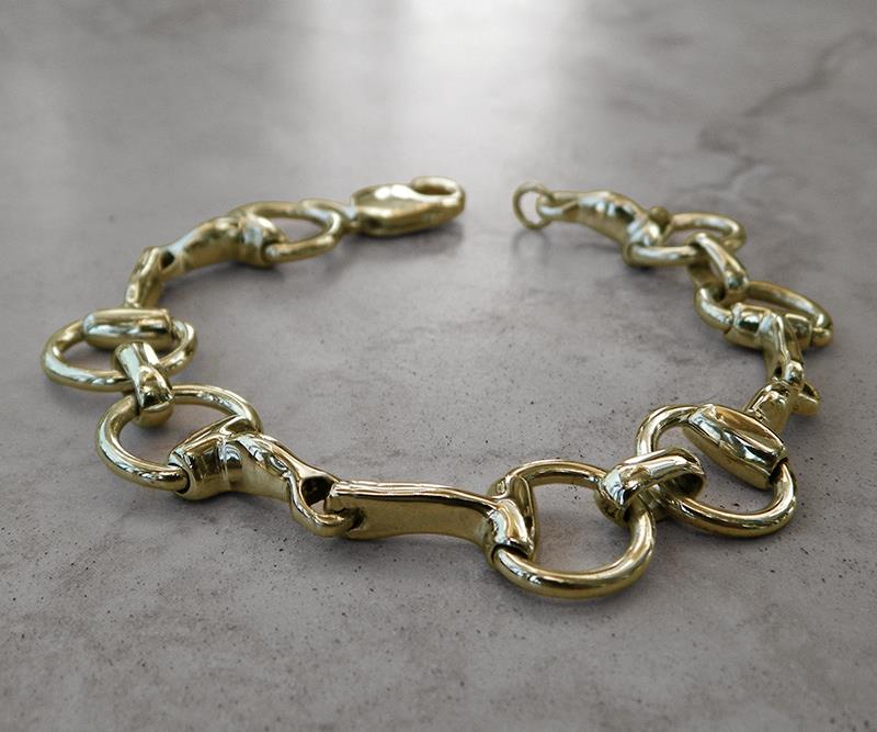 STUNNING Solid 14K Gold Medium Equestrian Horse Snaffle Bit Bracelet 33