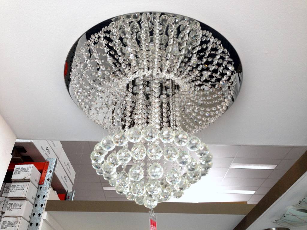 LUXURY LED CHANDELIER LIGHT FINE CRYSTAL PENDANT CLOSE TO CEILING