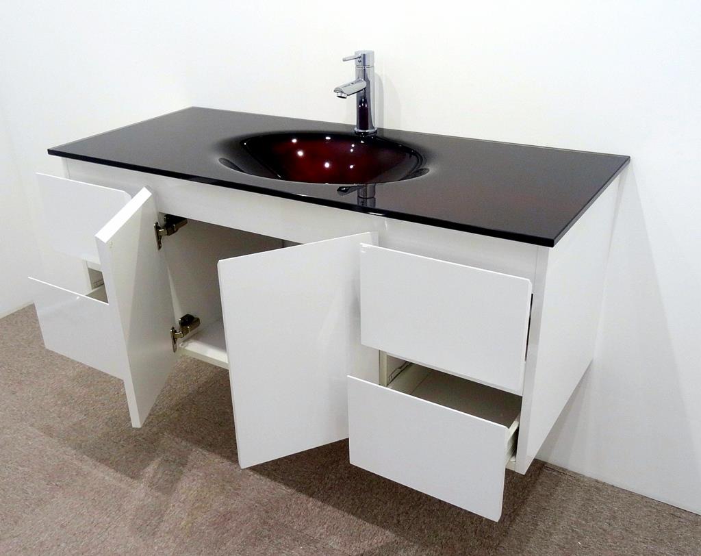 Bathroom Vanity Unit Glass TOP Glass Integrated Basin Set