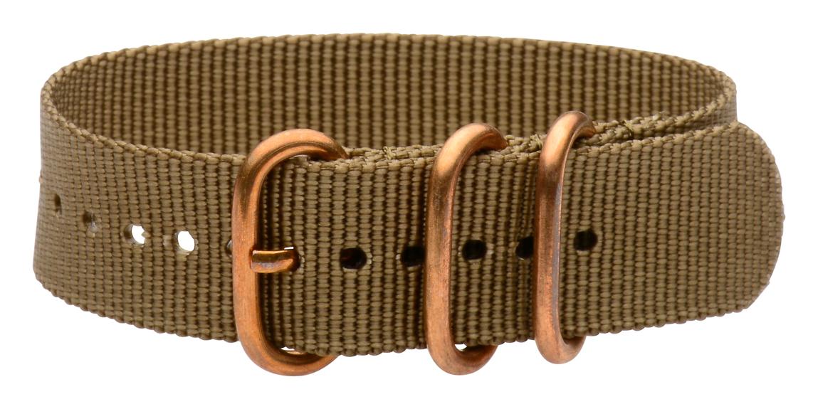 HEAVY NATO Bronze Rose Yellow Gold 3&5 Ring BALLISTIC NYLON Watch Strap