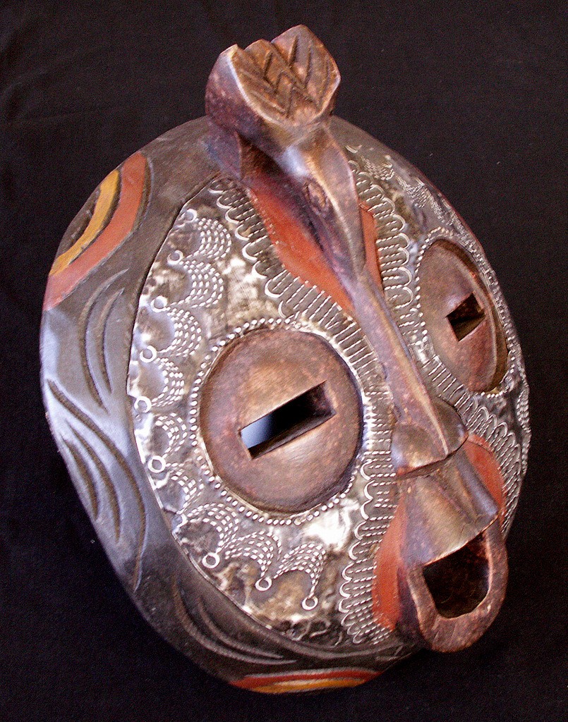 AFRICAN Carved Wood/ Embossed Metal ASHANTI Tribal Mask From GHANA eBay