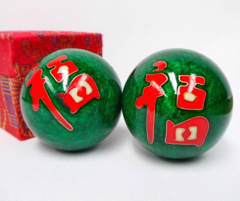 Chinese Oriental Asian LUCKY Sign Stress Exercise Massage Chime Ball