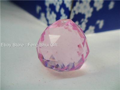 Small PINK Crystal Clear Feng Shui Faceted Hanging Prism Glass Ball Charm | eBay