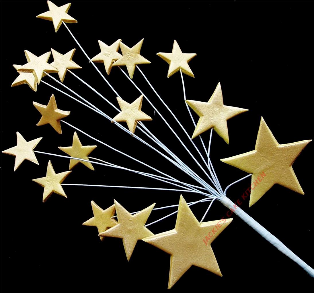 METALLIC GOLD ICING SHOOTING STAR BURST BIRTHDAY CAKE TOPPER DECORATION