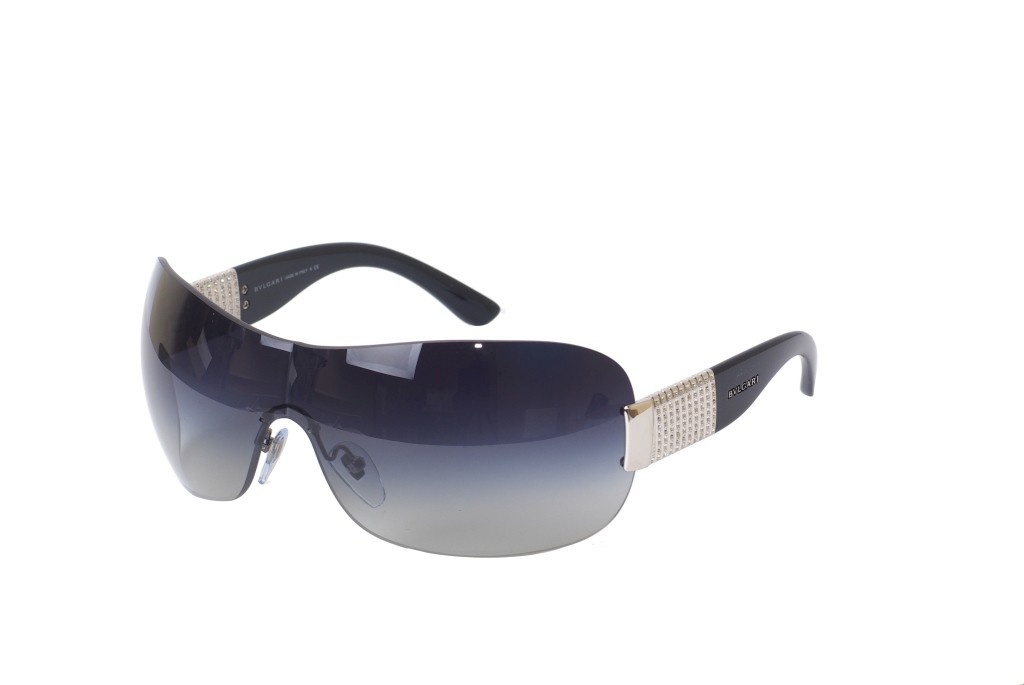 BVLGARI BV 6030B SUNGLASSES 1028G SILVER BLACK/GREY GRADIENT SWAROVSKI