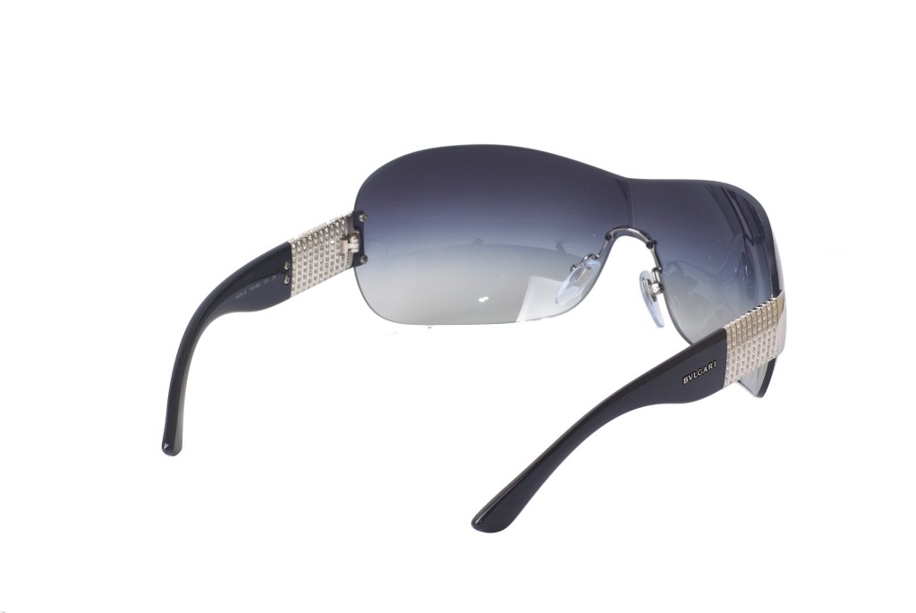 BVLGARI BV 6030B SUNGLASSES 1028G SILVER BLACK/GREY GRADIENT SWAROVSKI