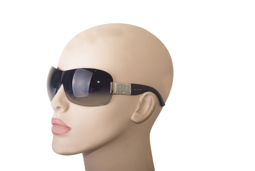 BVLGARI BV 6030B SUNGLASSES 1028G SILVER BLACK/GREY GRADIENT SWAROVSKI