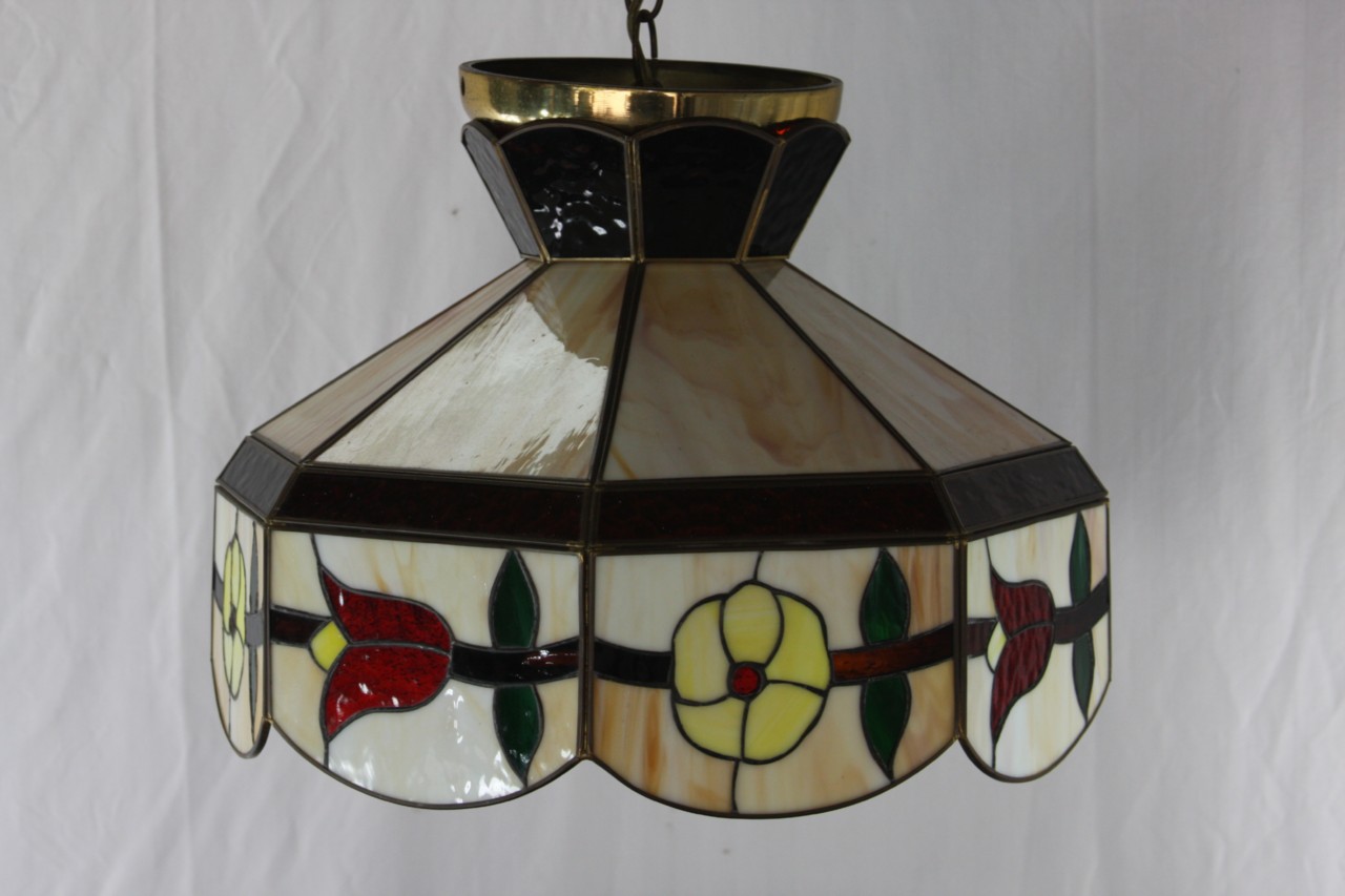 Swag STAIN Glass Hanging Wall Lamp Vintage XXL