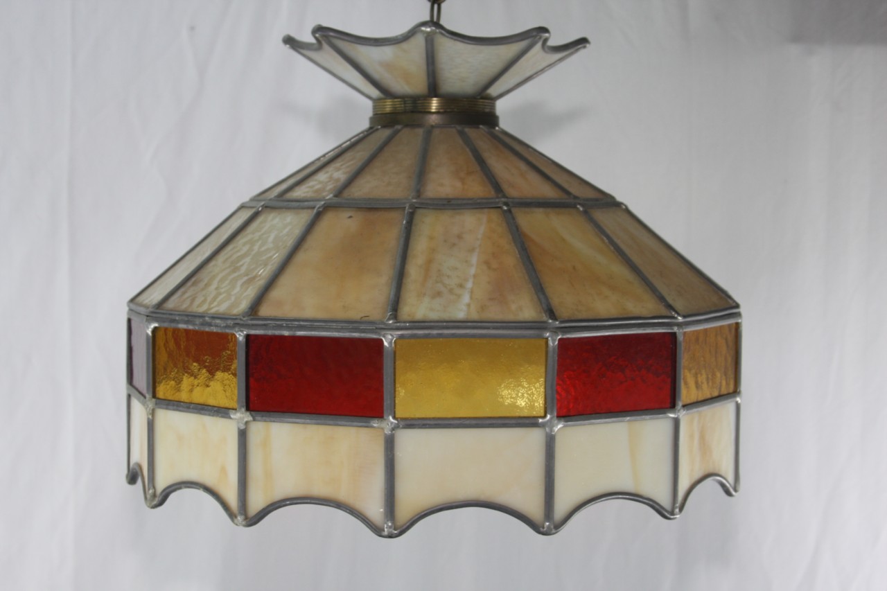 Swag STAIN Glass Hanging Wall Lamp Vintage XL