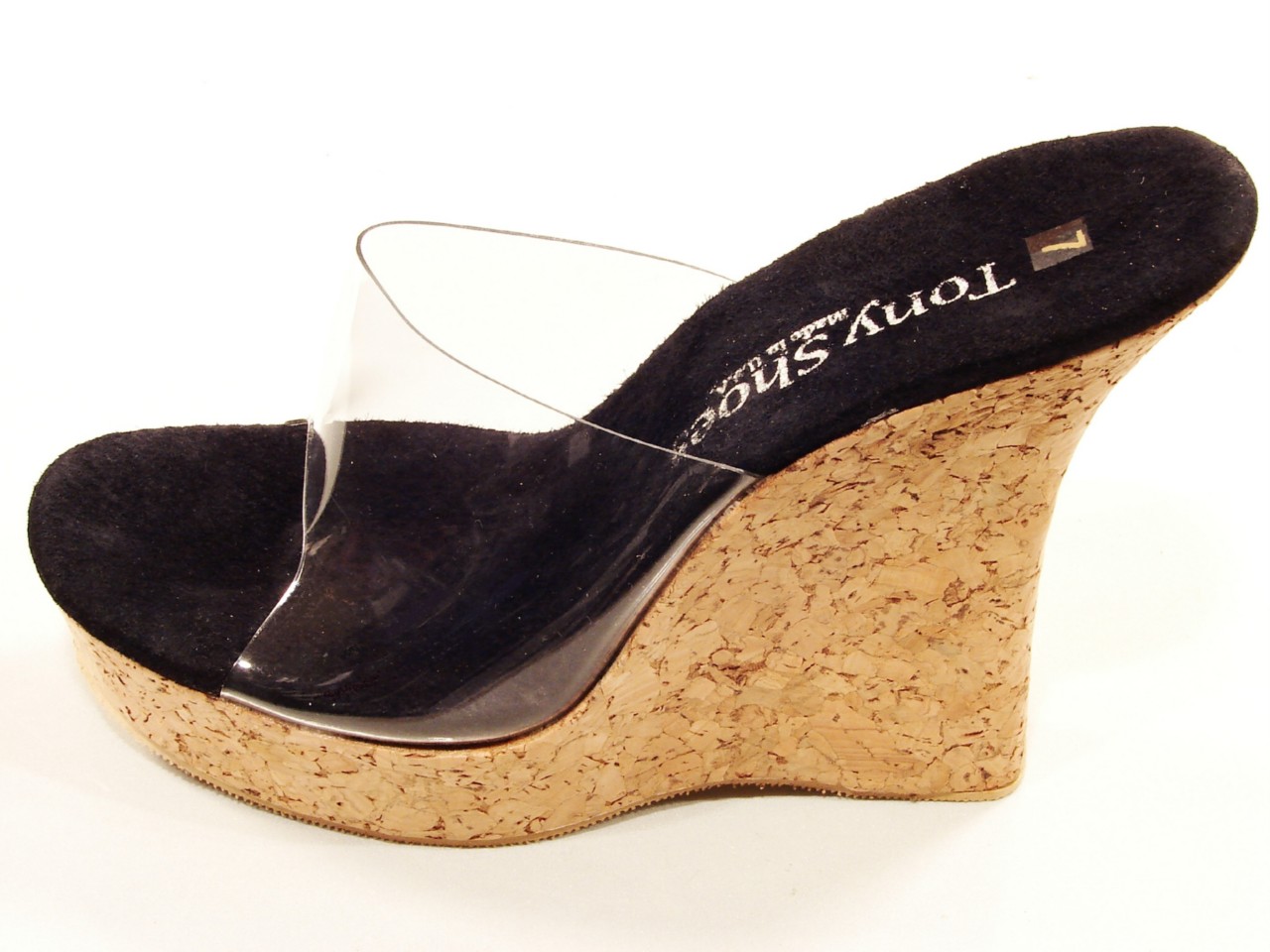 TONY SHOES W541 CLEAR CORK WEDGE PLATFORM SLIDE SANDALS TONY SHOES W541 CLEAR CORK WEDGE PLATFORM SLIDE SANDALS