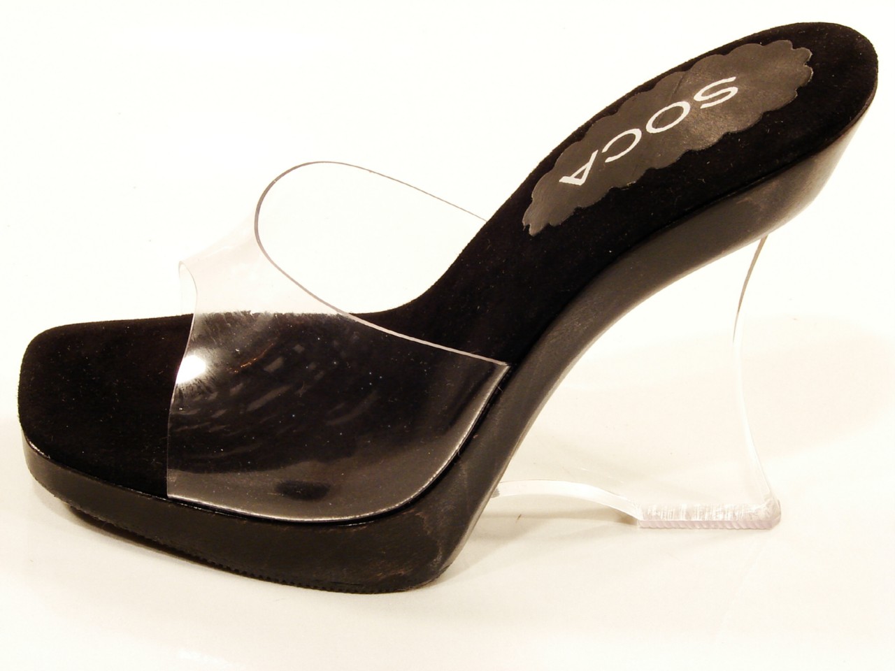 glass heels black