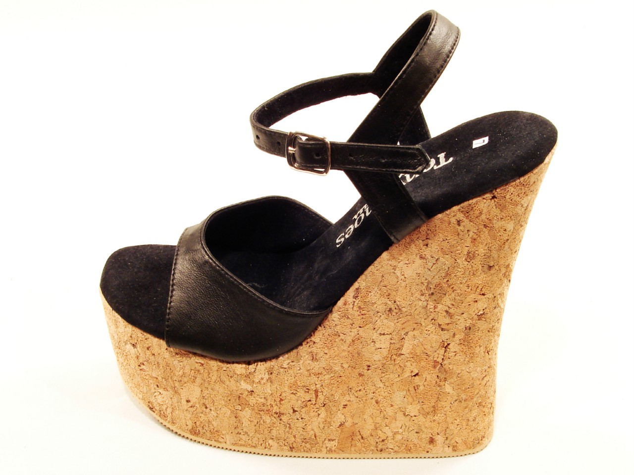 black cork heels