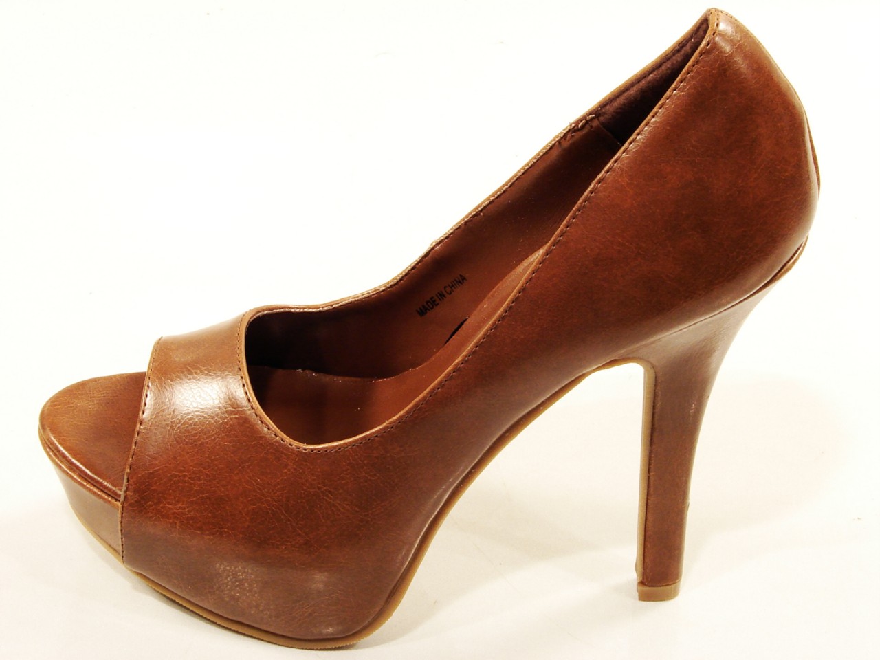 brown peep toe high heels