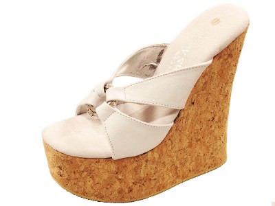 TONY SHOES W-507 WHITE CORK WEDGE PLATFORM SANDALS | eBay