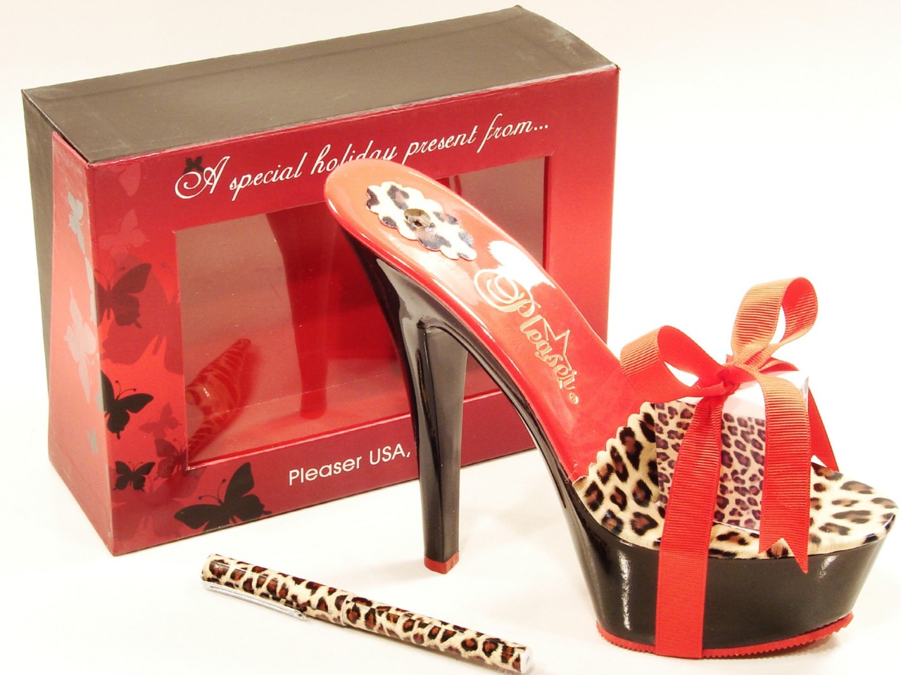PLEASER HOLIDAY KISS HIGH HEEL PLATFORM SHOE PEN AND