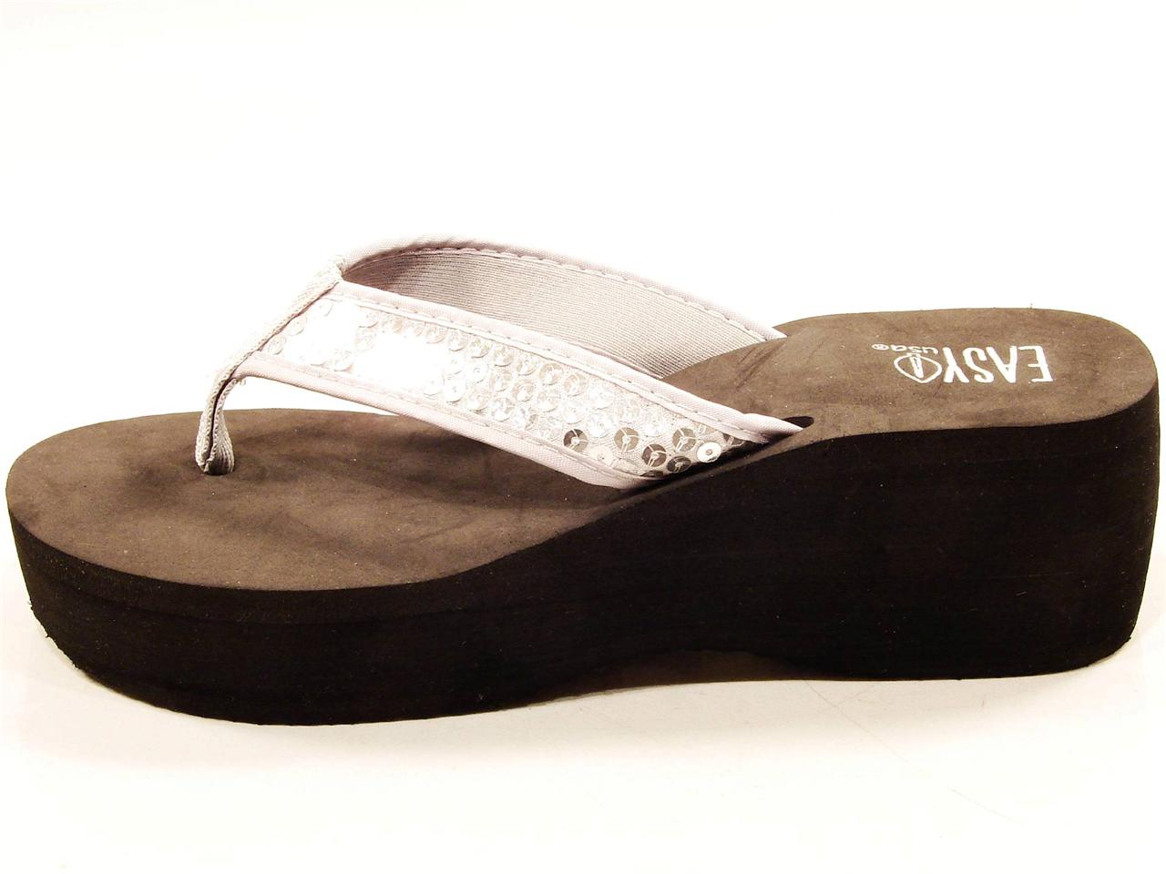 FeiYiTu Women Bling Platform Slippers Crystal Summer High Heels Casual Flip Flops Slip On Shoes 