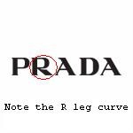 authentic Prada logo image with the
signature curve