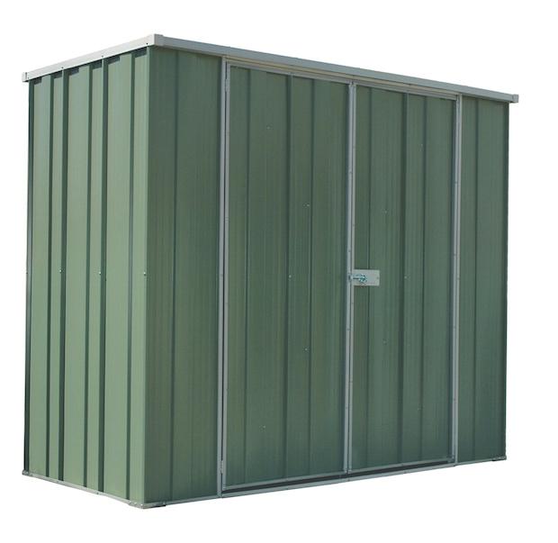 YardSaver Slimline F63 Flat Roof 2.105m x 1.07m Double Door Zinc Shed