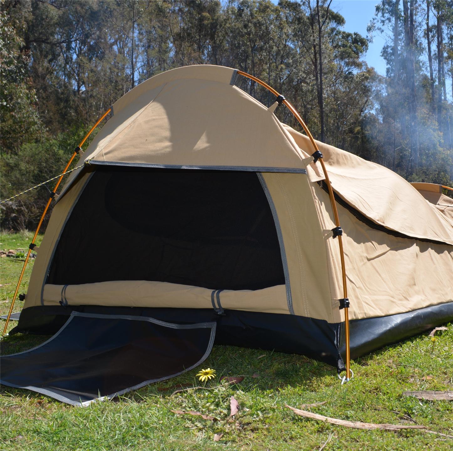 New Oz Wild Rivers Double Swag Camping Swags Tent + Canvas Bag + Head Torch