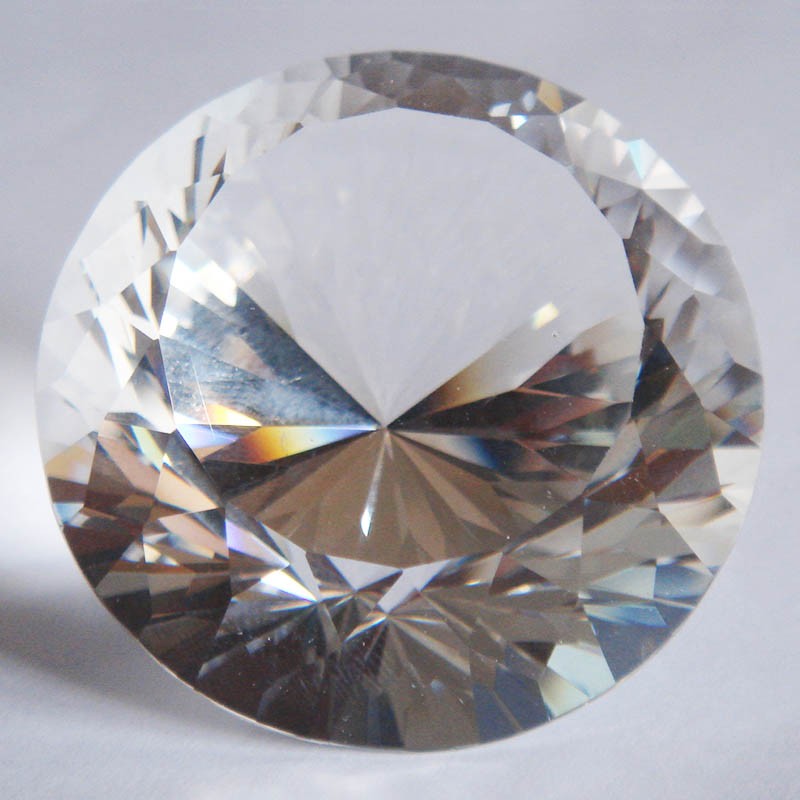 Brilliant Cut Glass Diamond Paperweight Gem Display (S)