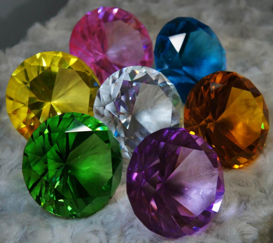 Brilliant Cut Diamond Shape Crystal Glass Paperweight Gem Display (Pick Color) L